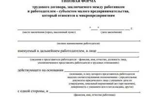 Типовой трудовой договор для микропредприятий 2019 — 2020 бланк образец заполнения