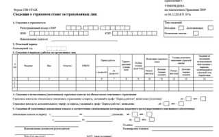 Форма СЗВСТАЖ с 2019 — 2020 года новый бланк образец